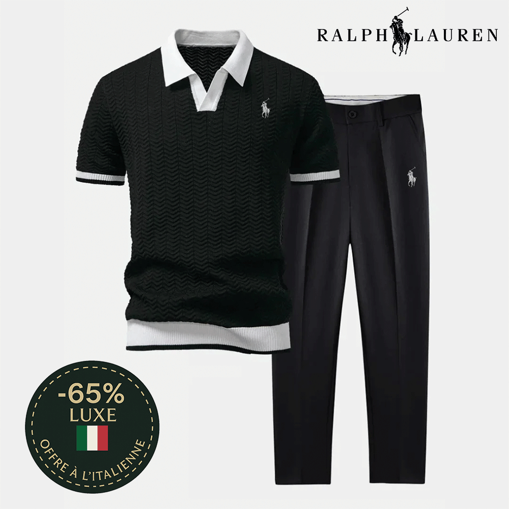 🇮🇹 Ensemble Polo Col V & Pantalon Fuselé